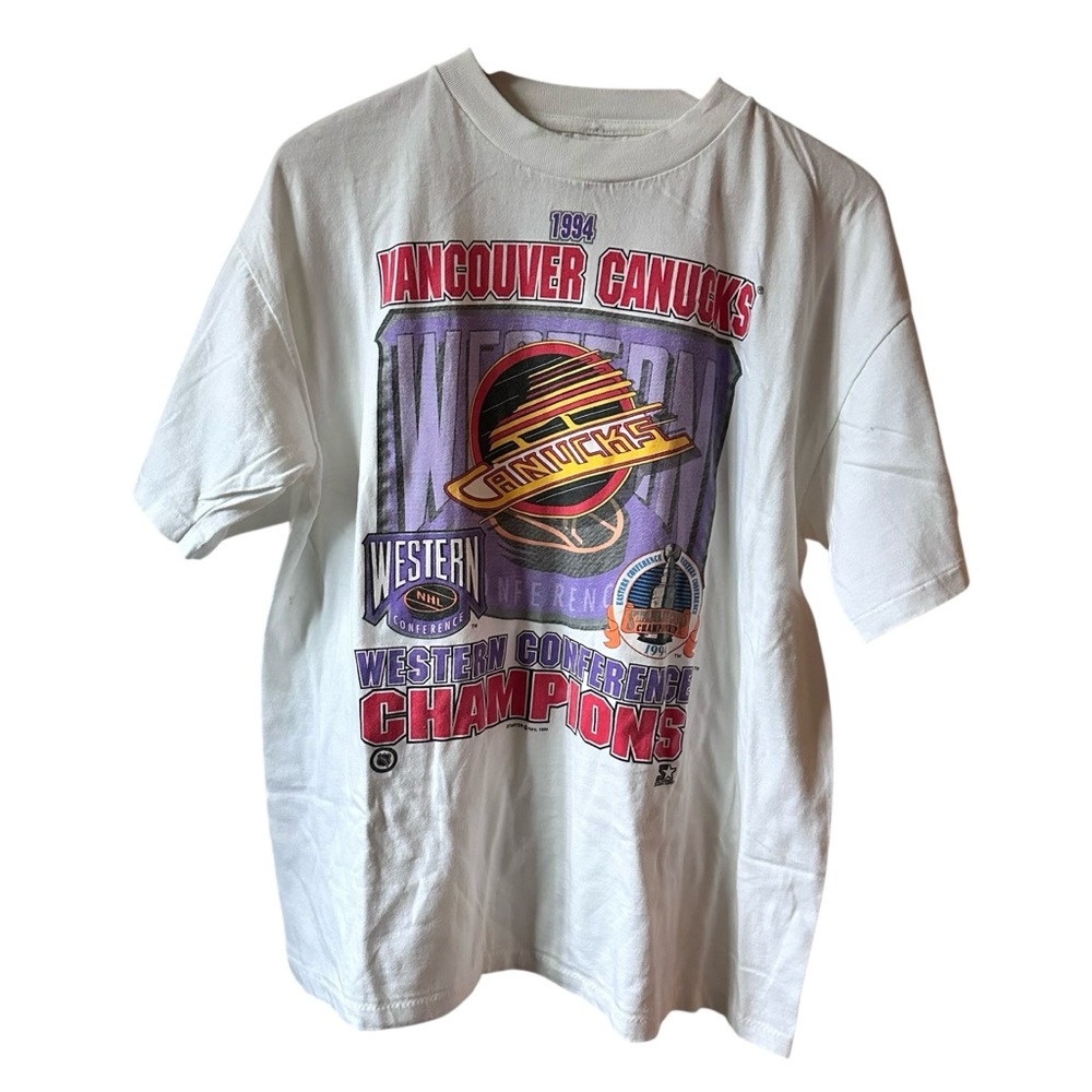 Starter 1994 Vancouver Canucks Hockey Western Conference Champions Top Size L/XL